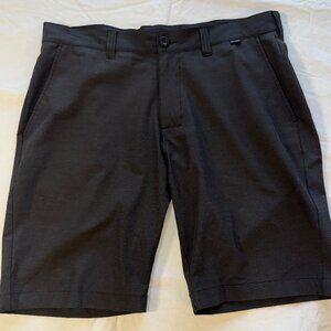 Travis Mathew Golf Shorts Men's 34 Black Flat Front Casual Polyester 10" Inseam